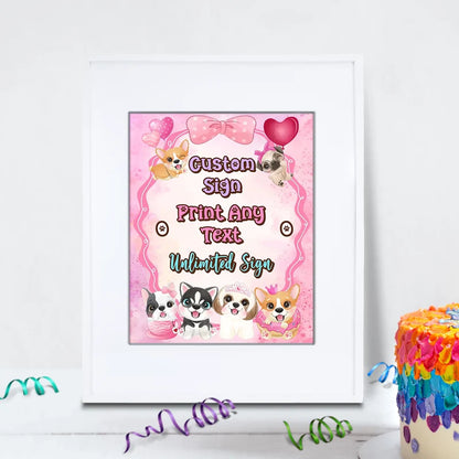 Dog Birthday Decorations, Puppy Party Supplies, Pawty Themed, Paw Digital Template, Editable Puppy & Dog Image SVG PNG
