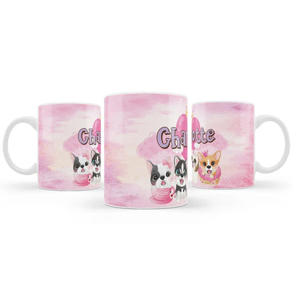 Puppy & Dog sublimation mug design featuring a vibrant graphic layout wrapped around a white ceramic mug