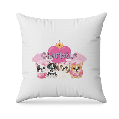 Puppy & Dog sublimation pillowcase layout showing a colorful graphic designed on a square cushion