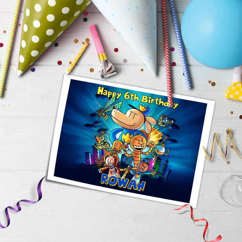 Dog Man Personalized Icing Sheet Cake Topper Images