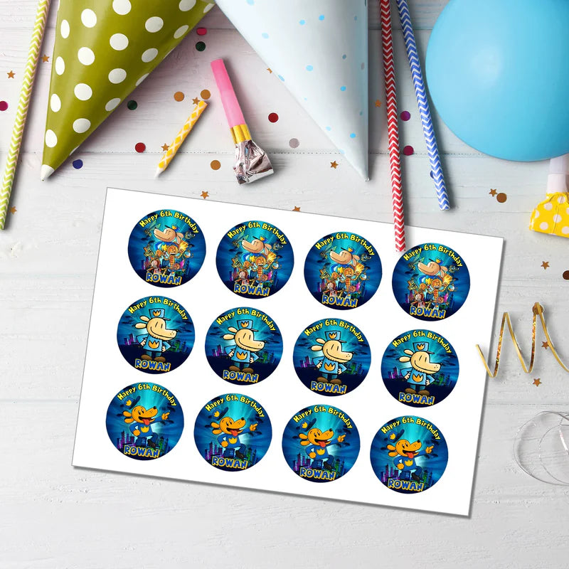 Dog Man Personalized Cupcakes Toppers