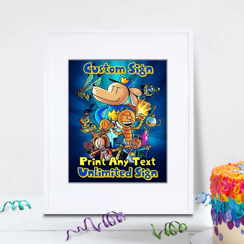 Dog Man Birthday Decorations, Funny cartoon Party Supplies, Superhero Dog Themed, Dogman Digital Template, Editable Dog Man Image SVG PNG