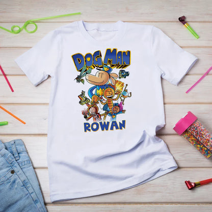 Dog Man Birthday Decorations, Funny cartoon Party Supplies, Superhero Dog Themed, Dogman Digital Template, Editable Dog Man Image SVG PNG