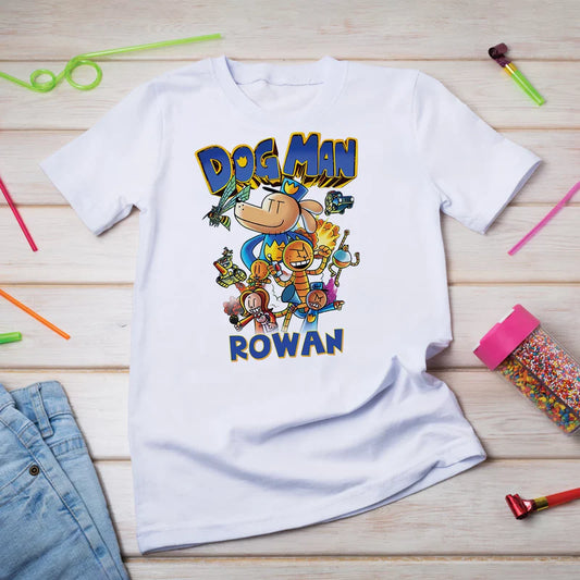 Dog Man Birthday Decorations, Funny cartoon Party Supplies, Superhero Dog Themed, Dogman Digital Template, Editable Dog Man Image SVG PNG