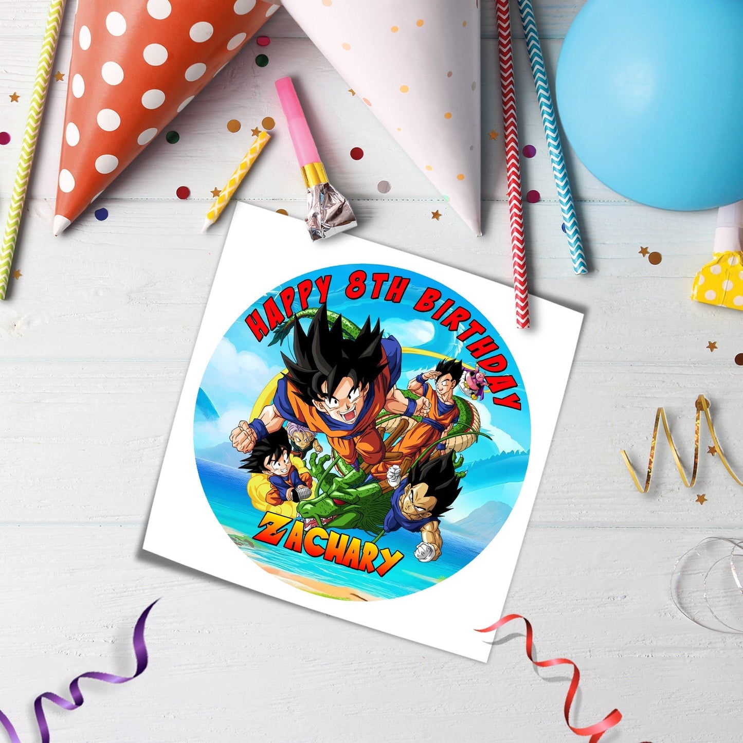 Round Edible Sheet Cake Images with Dragon Ball Personalization - Ideal for Celebrations