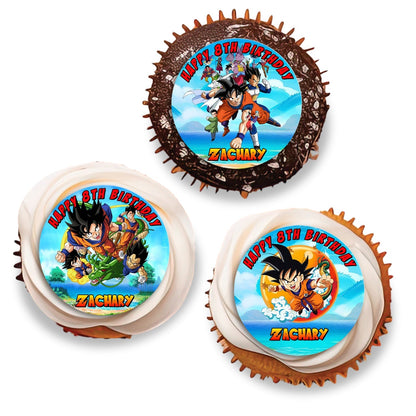 Dragon Ball themed personalized cupcakes toppers