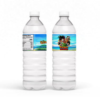 Dragon Ball themed water bottle label