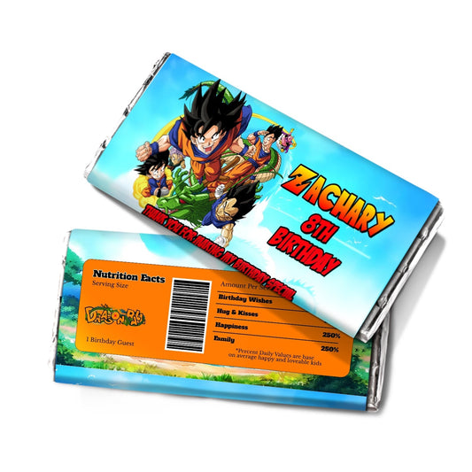 Dragon Ball themed chocolate label