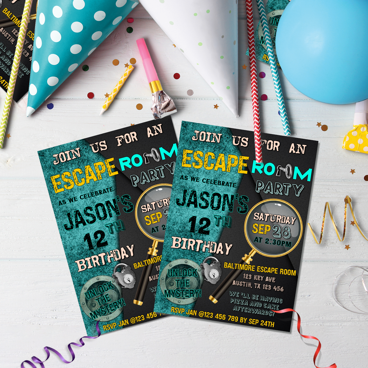 Escape Room Birthday Decorations, Mystery Room Party Supplies, Puzzle Room Themed, Exit Games Digital Template, Editable Escape Room Image SVG PNG