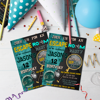 Escape Room Birthday Decorations, Mystery Room Party Supplies, Puzzle Room Themed, Exit Games Digital Template, Editable Escape Room Image SVG PNG