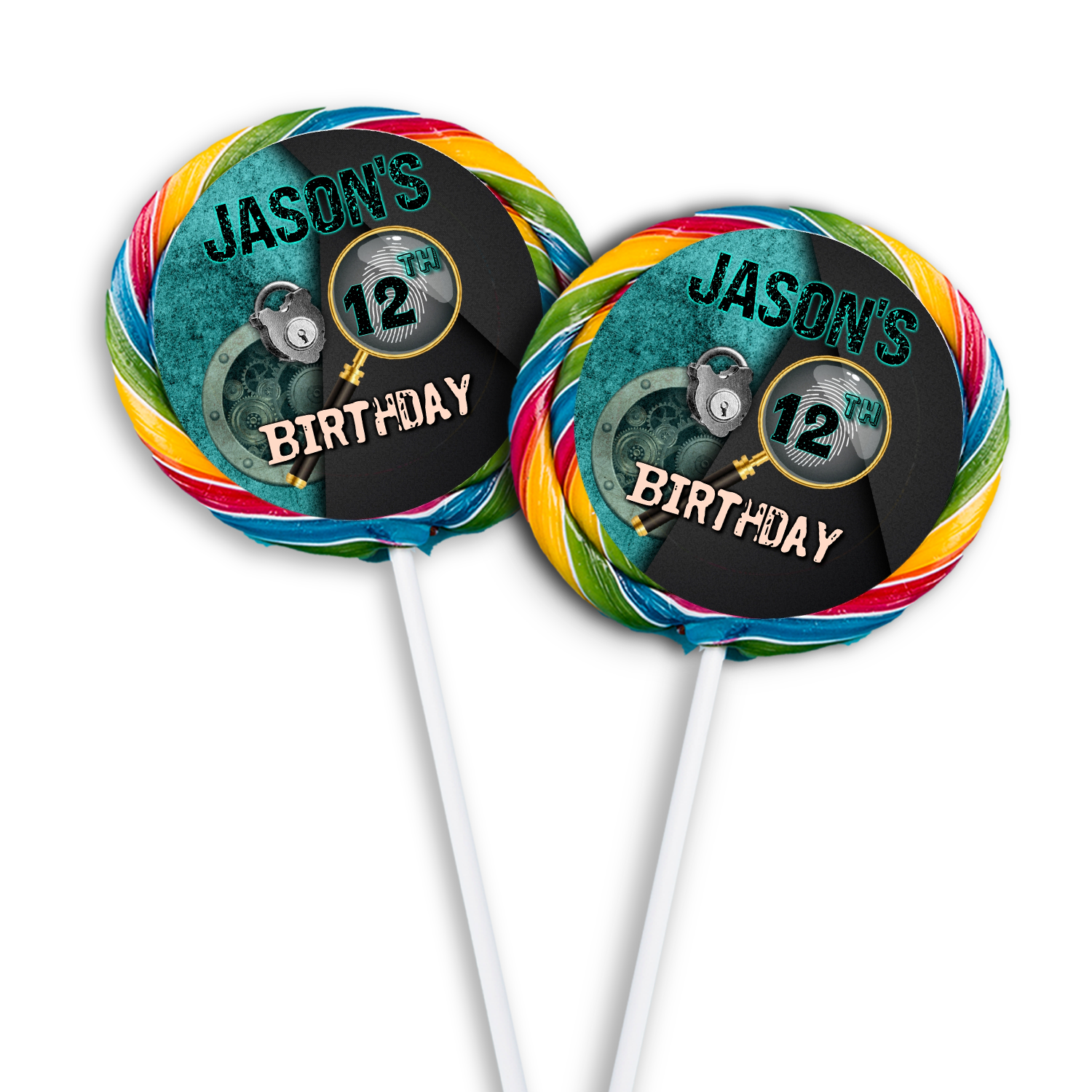 Lollipop label with an Escape Room theme