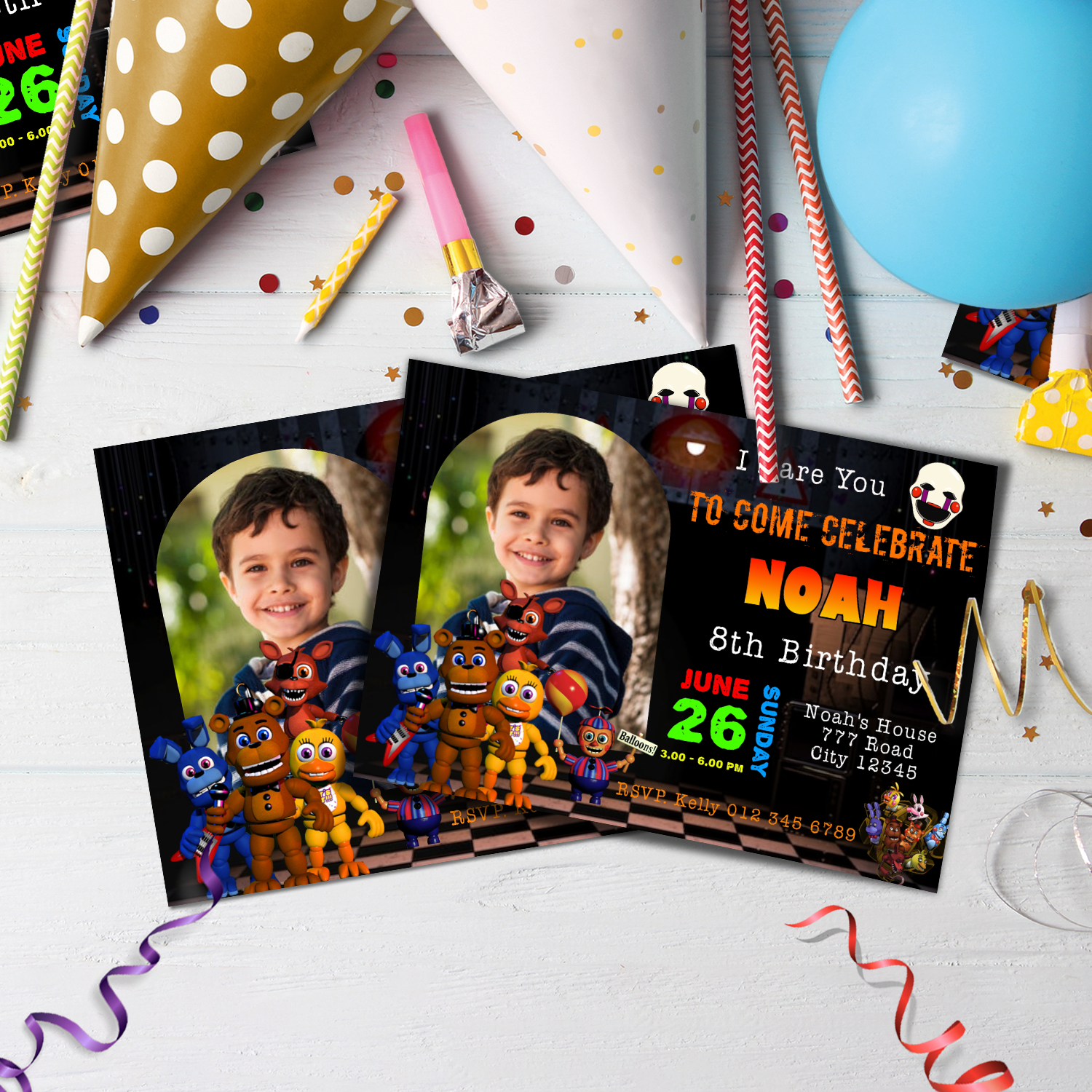 FNAF Birthday Decorations, FNAF Game Party Supplies, FNF vs FNAF, FNAF Video Game, FNAF - Five Nights At Freddy's SVG