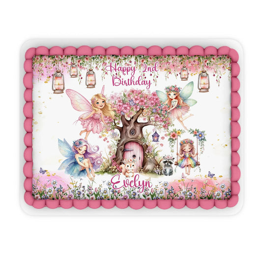 Magical Fairy Personalized Edible Sheet Cake Images for a magical party cake