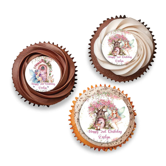 Magical Fairy Personalized Cupcakes Toppers for themed birthday cupcakes