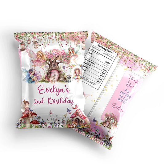 Magical Fairy Chips Bag Label for personalized snack bags at a fairy birthday