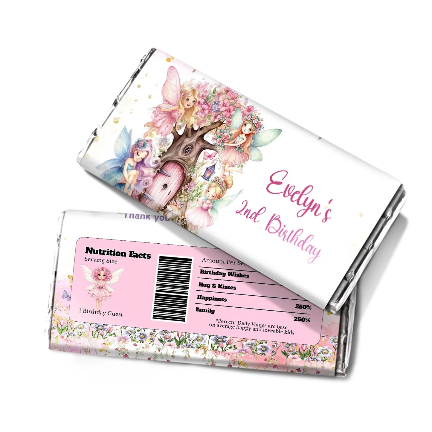 Magical Fairy Chocolate Label for custom wrapped candy bars with fairy style