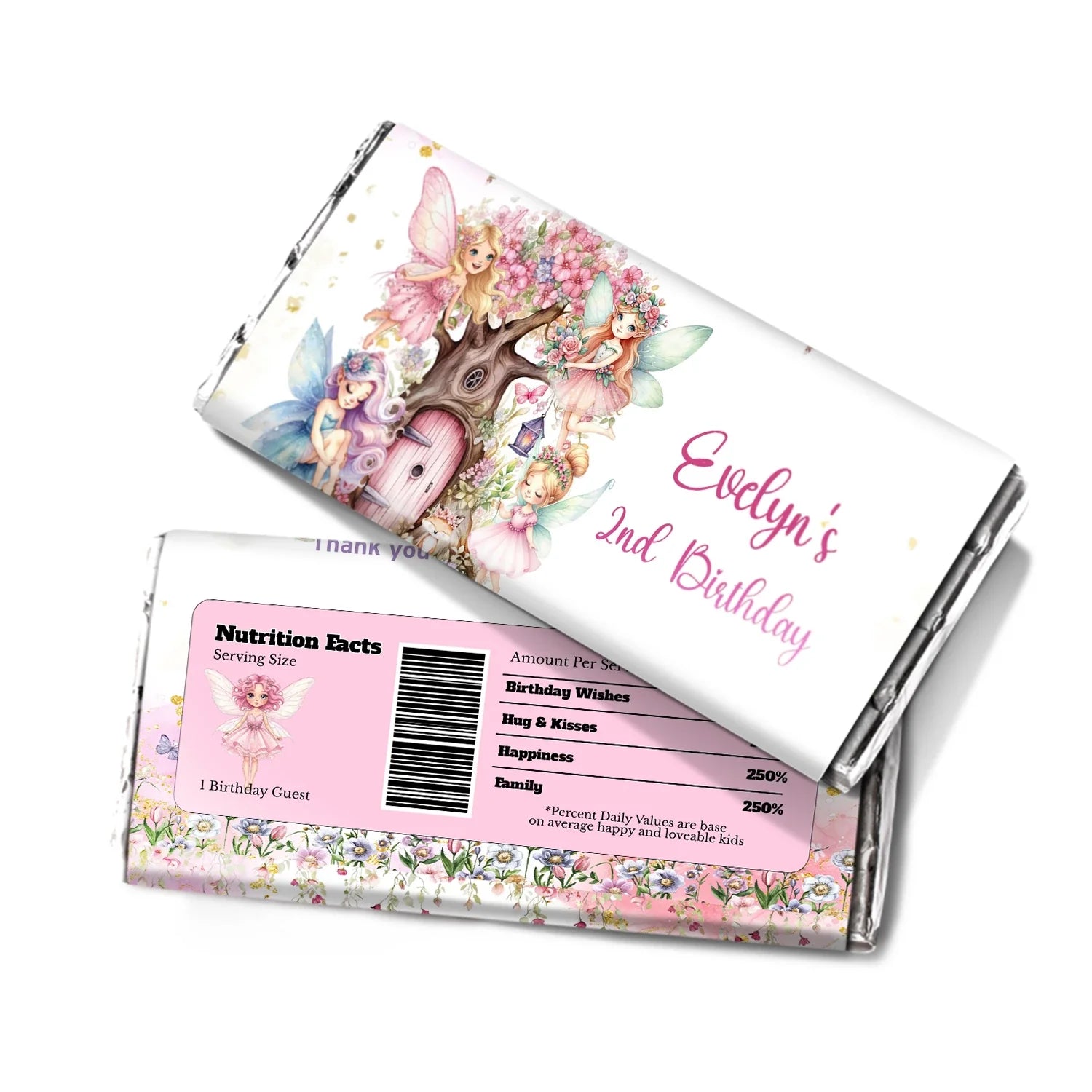 Magical Fairy Chocolate Label for custom wrapped candy bars with fairy style