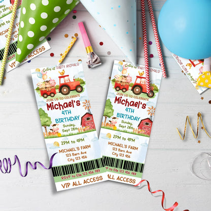 1st Birthday Birthday Decorations, Tracktor Party Supplies, Farm Animals Themed, Barn Yard Theme Digital Template, Editable Farm Animals Theme Image SVG PNG