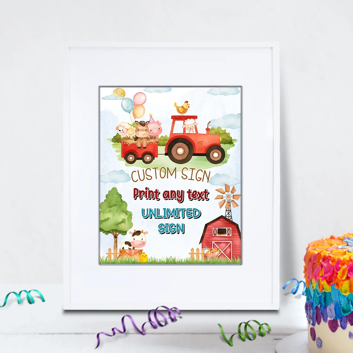 1st Birthday Birthday Decorations, Tracktor Party Supplies, Farm Animals Themed, Barn Yard Theme Digital Template, Editable Farm Animals Theme Image SVG PNG