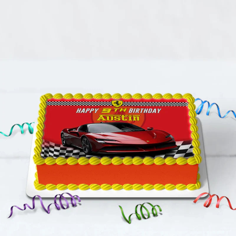 Ferrari Birthday Decorations, Red Ferrari Party Supplies, Sport Car Themed, Ferrari F1 Digital Template, Editable Ferrari Image SVG PNG