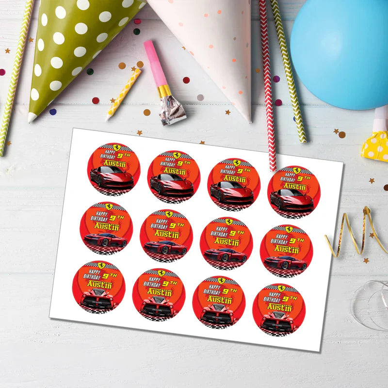 Ferrari Cupcake Toppers Personalized Party Decor Set of 5