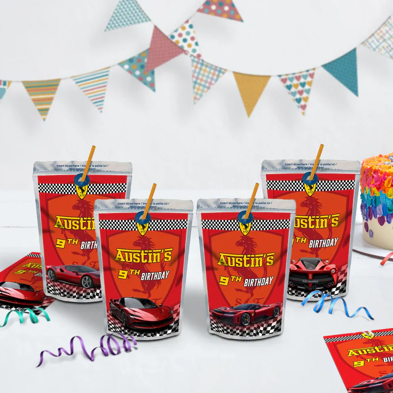 Ferrari Birthday Decorations, Red Ferrari Party Supplies, Sport Car Themed, Ferrari F1 Digital Template, Editable Ferrari Image SVG PNG