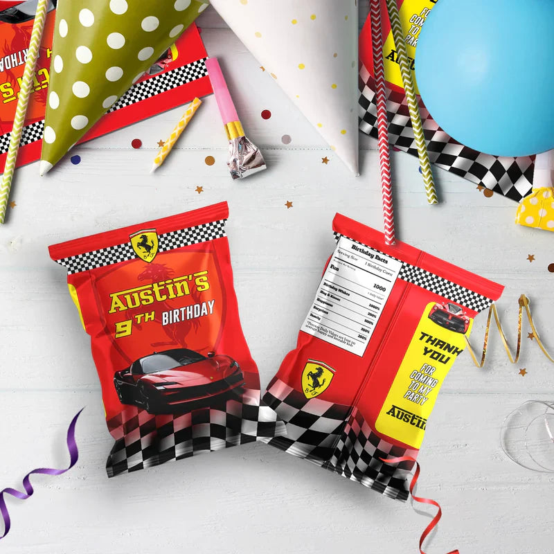 Ferrari Birthday Decorations, Red Ferrari Party Supplies, Sport Car Themed, Ferrari F1 Digital Template, Editable Ferrari Image SVG PNG