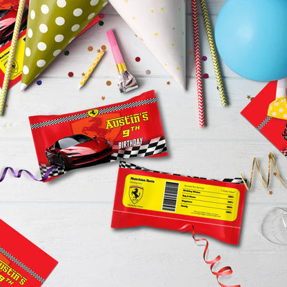 Ferrari Birthday Decorations, Red Ferrari Party Supplies, Sport Car Themed, Ferrari F1 Digital Template, Editable Ferrari Image SVG PNG