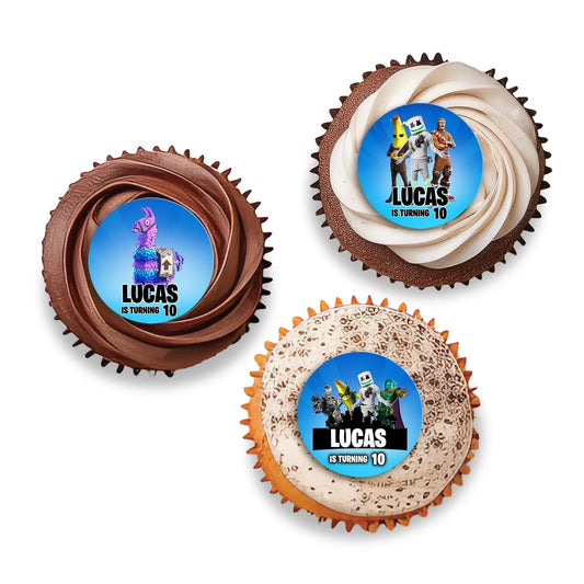 Fortnite Personalized cupcake Toppers for Themed Party Treats