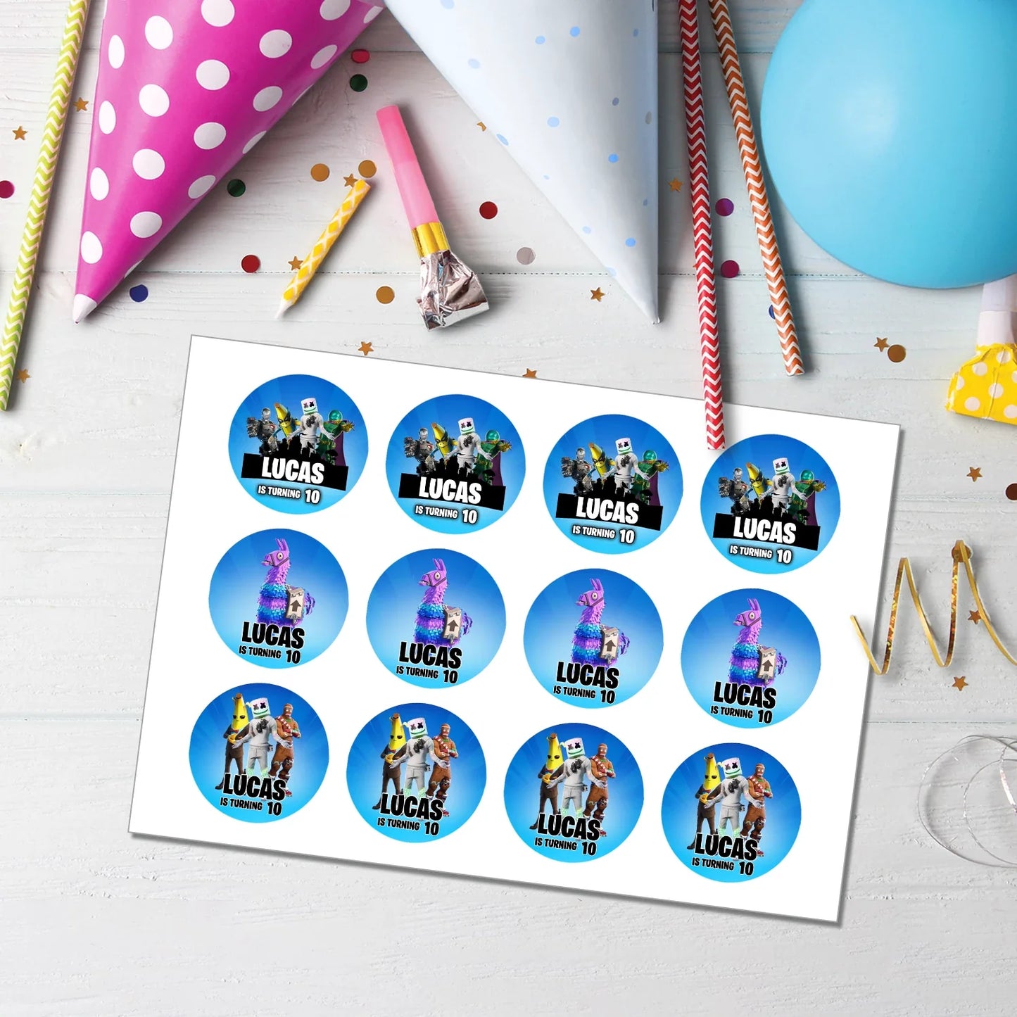 Fortnite Personalized Cupcakes Toppers - Custom Fortnite Cupcake Decorations