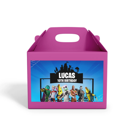 Fortnite Treat Box Label for Party Favor boxes with Fortnite design