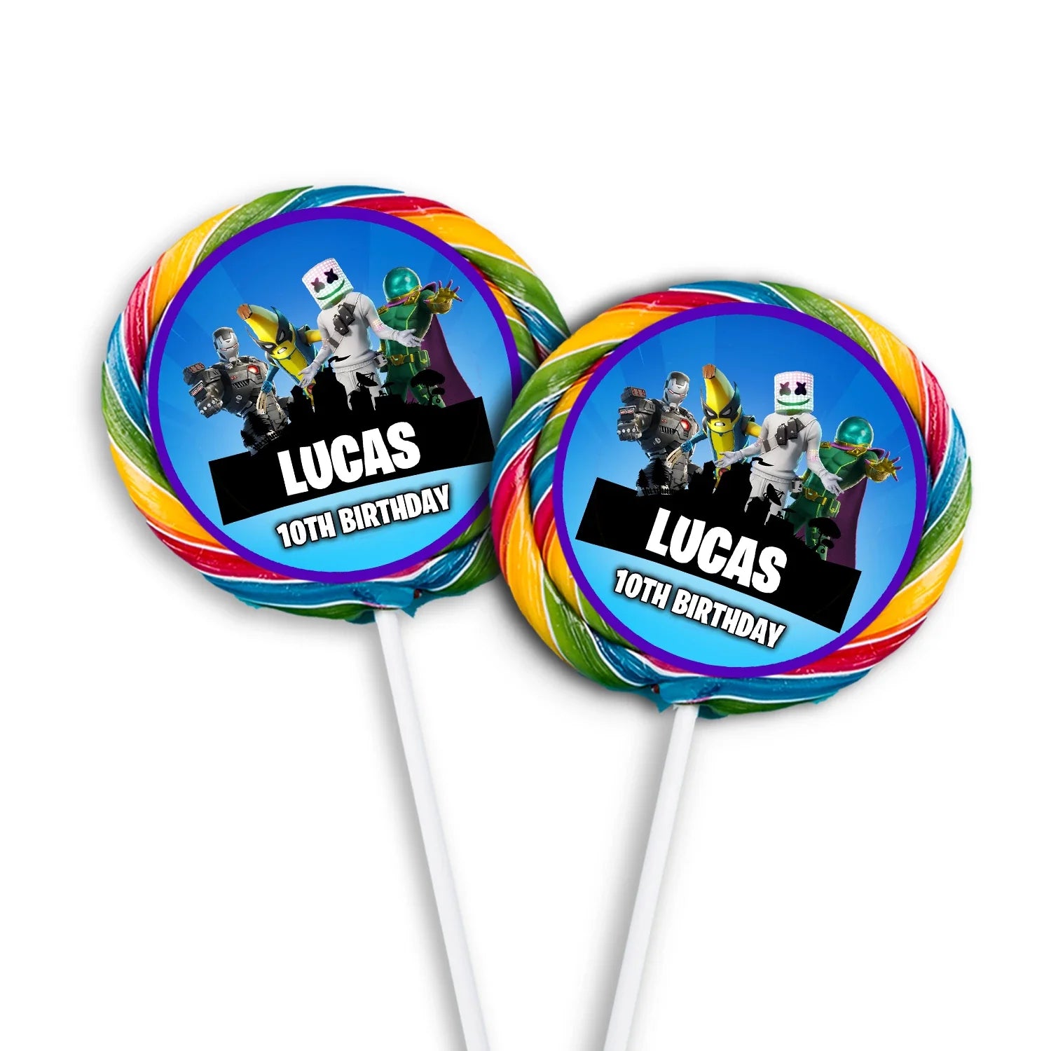 Fortnite Lollipop Label with Custom Fortnite-Themed design