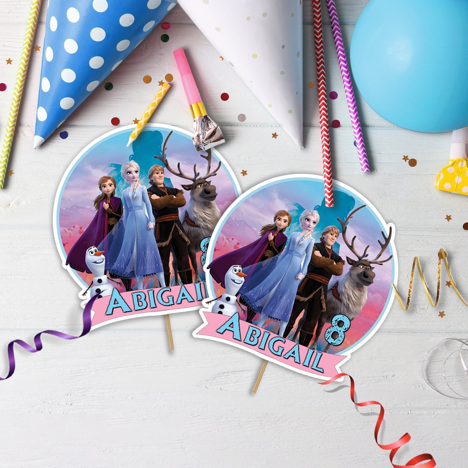 Frozen Birthday Decorations, Disney Frozen Party Supplies, Elsa Anna Themed, Olaf Digital Template, Editable Frozen Image SVG PNG