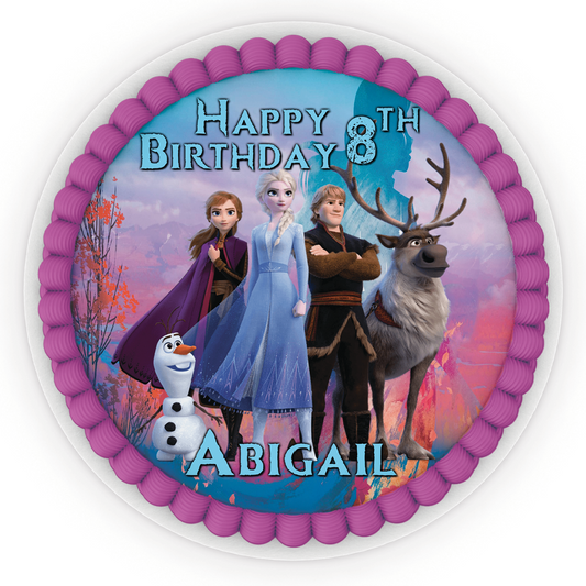 Round Frozen themed personalized cake images