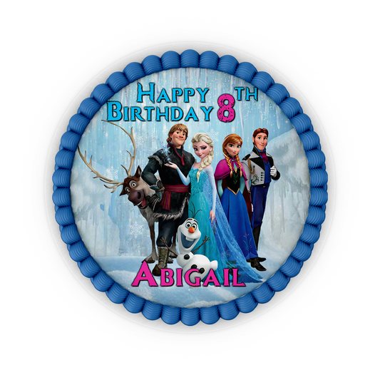 Round Frozen themed personalized cake images