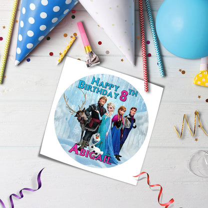 Round Frozen Personalized Cake Images - Add a Magical Touch to Your Celebration