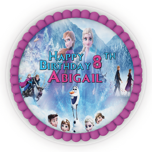 Round Frozen themed personalized cake images
