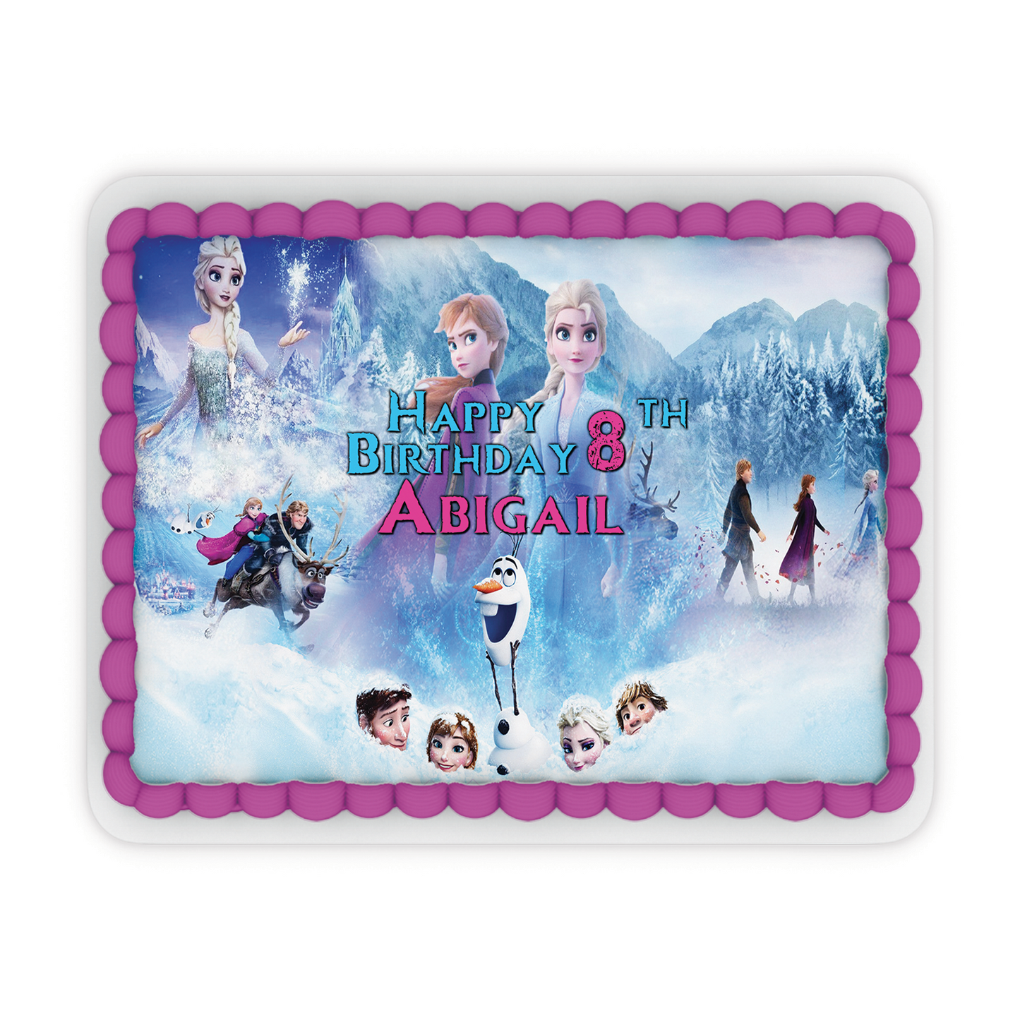 Rectangle Frozen themed personalized cake images