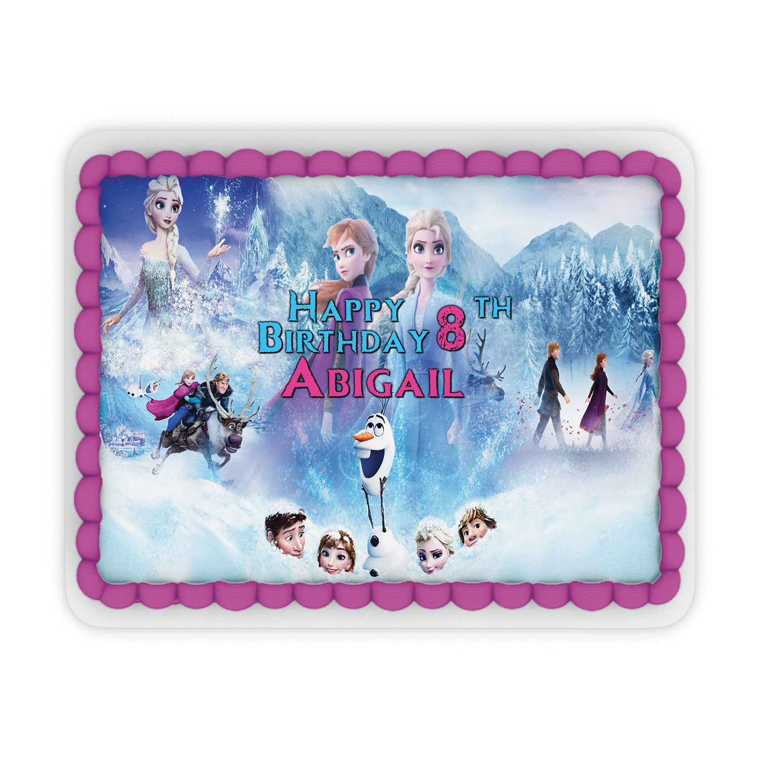 Rectangle Frozen themed personalized cake images