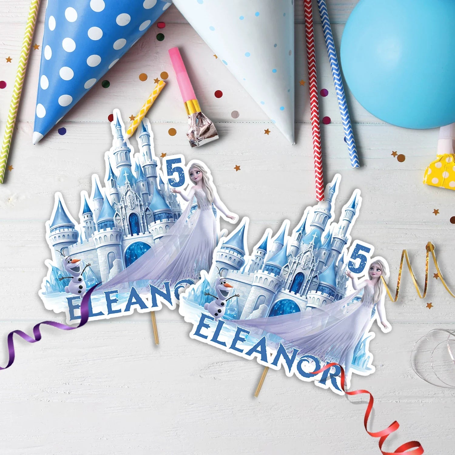 Frozen Birthday Decorations, Anna, Elsa, Olaf Party Supplies, Frozen Themed, Frozen Disney Digital Template, Editable Frozen Image SVG PNG