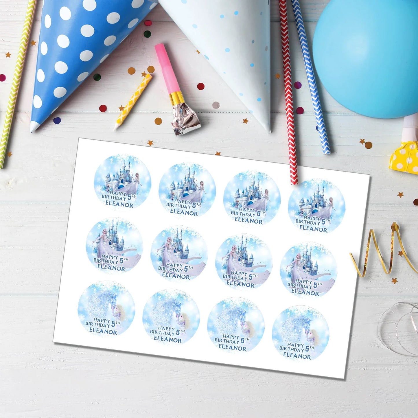 Frozen Personalized Cupcakes Toppers for Fun Party Treats