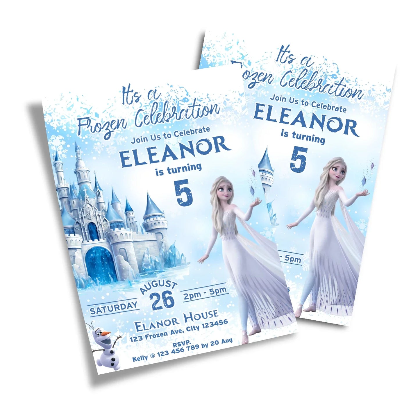 Frozen Personalized Birthday Card Invitations featuring a magical design with personalized party details