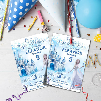 Frozen Birthday Decorations, Anna, Elsa, Olaf Party Supplies, Frozen Themed, Frozen Disney Digital Template, Editable Frozen Image SVG PNG