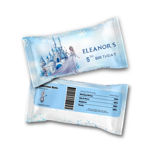 Frozen Skittles Label with a custom name and theme for personalized party candy favors