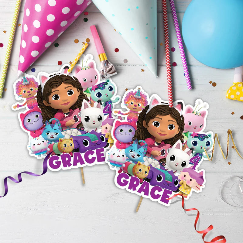 Gabby's Dollhouse Birthday Decorations, Gabby Party Supplies, Pandy Paws Themed, Gabby TV series Digital Template, Editable Gabby's Dollhouse Image SVG PNG