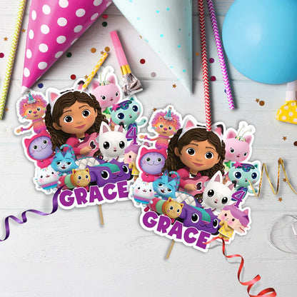 Gabby's Dollhouse Birthday Decorations, Gabby Party Supplies, Pandy Paws Themed, Gabby TV series Digital Template, Editable Gabby's Dollhouse Image SVG PNG