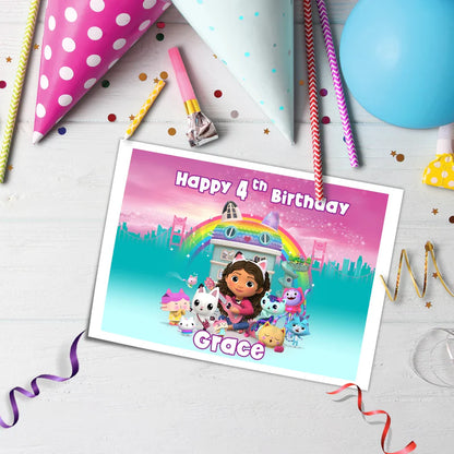 Gabbys Dollhouse Icing Sheet Cake Topper Images Custom Birthday Design