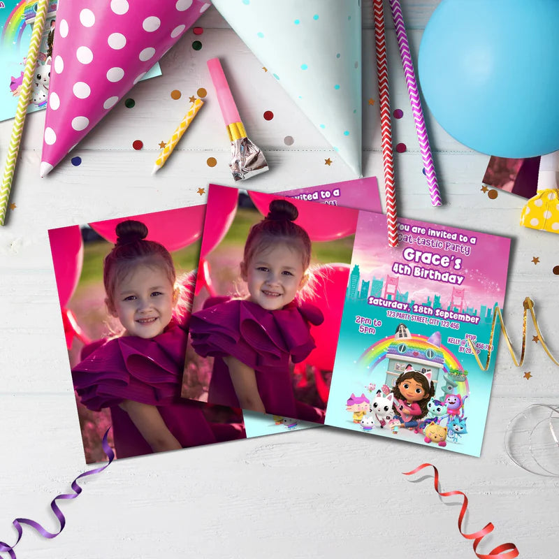 Gabby's Dollhouse Birthday Decorations, Gabby Party Supplies, Pandy Paws Themed, Gabby TV series Digital Template, Editable Gabby's Dollhouse Image SVG PNG