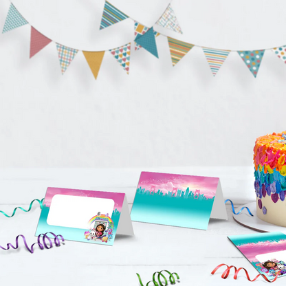 Gabby's Dollhouse Birthday Decorations, Gabby Party Supplies, Pandy Paws Themed, Gabby TV series Digital Template, Editable Gabby's Dollhouse Image SVG PNG