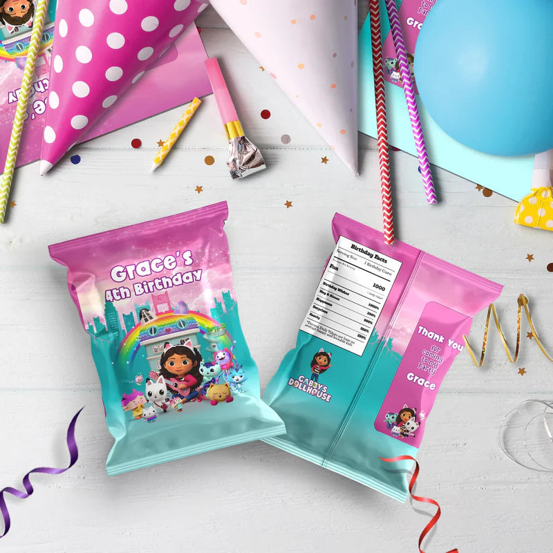 Gabby's Dollhouse Birthday Decorations, Gabby Party Supplies, Pandy Paws Themed, Gabby TV series Digital Template, Editable Gabby's Dollhouse Image SVG PNG